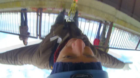 Man jumping from the bridge, turning Stock Footage 34012244