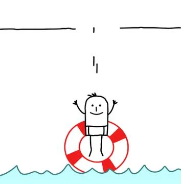 Man jumping in a buoy Stock Illustration