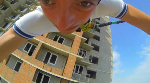 Man jumping facing forward, rebounding Stock Footage 40551478