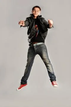 Man jumping on the isolated background Stock Photos