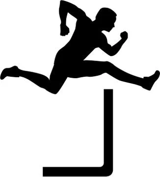 Man jumping over hurdles Stock Illustration