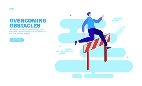 Man jumping over obstacle Stock Illustration