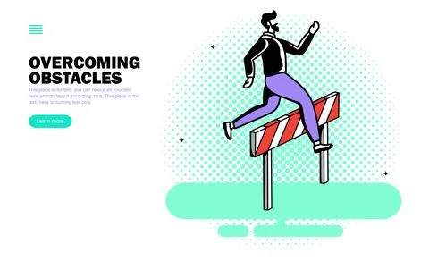 Man jumping over obstacle Stock Illustration