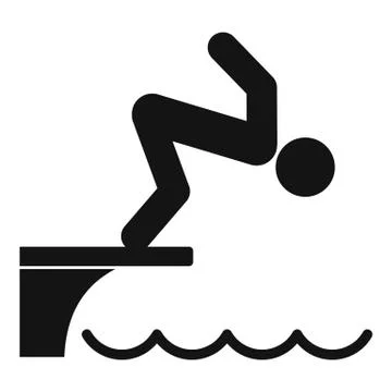Man jumping in pool icon, simple style Illustrazione stock