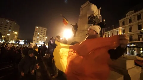 Man jumping with romanian flag Stock Footage 90126353