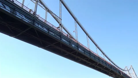 Man jumping rope in slow motion from bridge Stock Footage 136846182