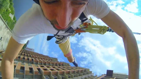 Man jumping sharply upside down Stock Footage 40552336