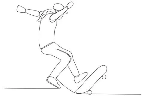 A man jumping on a skateboard Stock Illustration