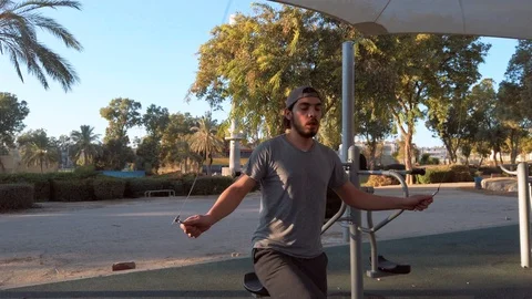 Man jumping on skipping rope Stock Footage 121890738