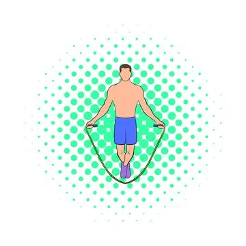 Man jumping with skipping rope icon, comics style Stock-Illustration