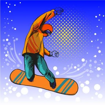 Man jumping on snowboard Stock Illustration