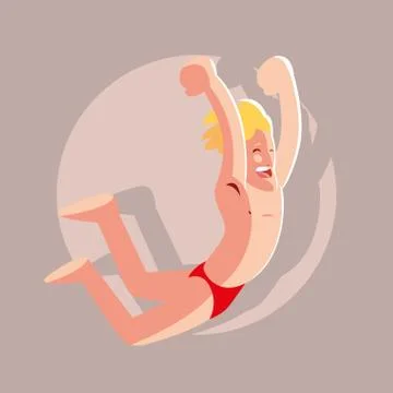 Man jumping to the swimming pool Illustrazione stock