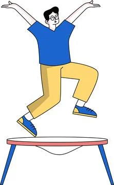 Man jumping on trampoline exercise 스톡 일러스트