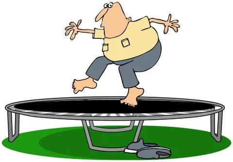 Man jumping on a trampoline Stock Illustration