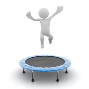 Man jumping on trampoline Stock Illustration
