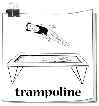 Man jumping on trampoline Stock Illustration