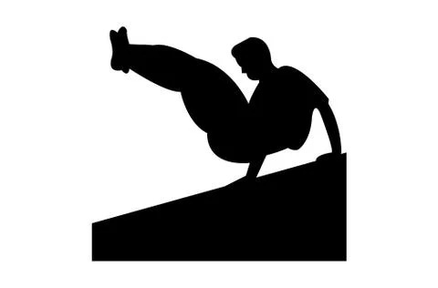 Man jumping a wall parkour Stock Illustration