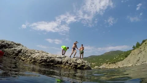 A man is jumping into the water Video stock 85969736