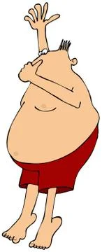 Man jumping while holding his nose Stock Illustration