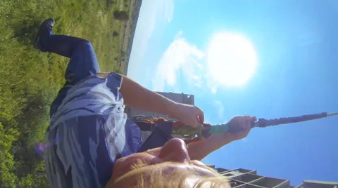 Man jumps down, waving his arms Stock Footage 41430656