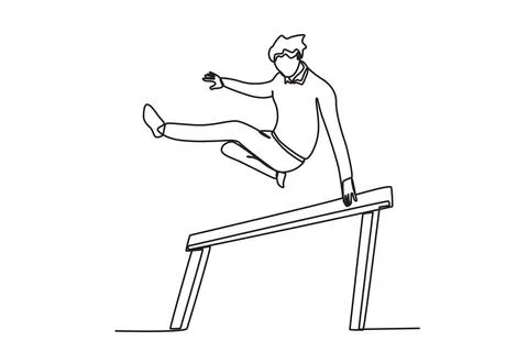 A man jumps over an obstacle Stock Illustration
