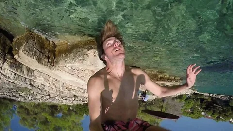 Man jumps into water Stock-Footage 79659094
