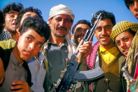 Man with kalashnikov Stock Photos