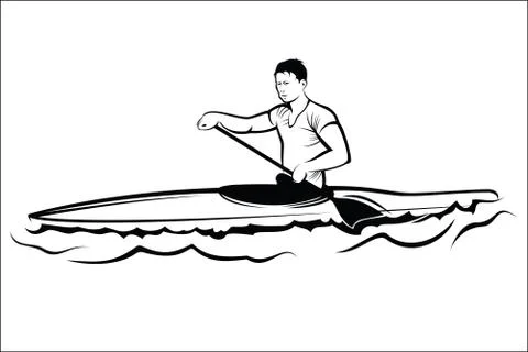 Man in a kayak Stock Illustration