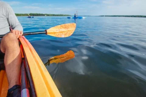 Man in a kayak on a river Stock Photos