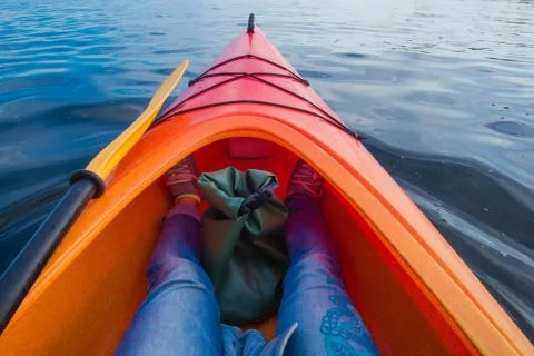 Man in a kayak on a river Stock Photos