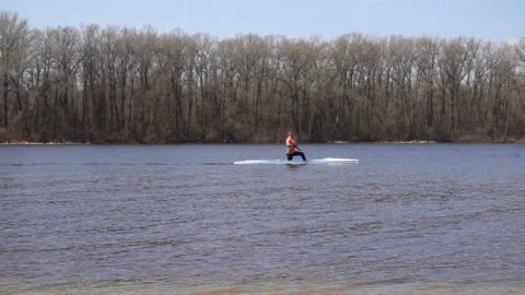 A man on a kayak in slow motion Stock Footage 153107369