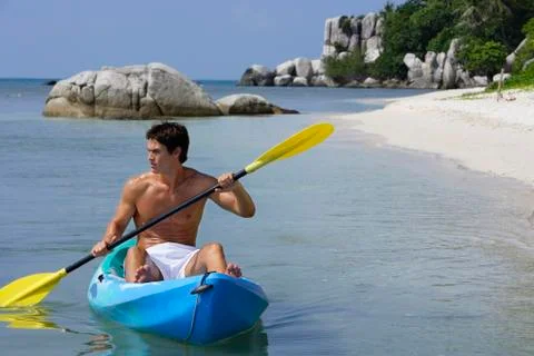 Man kayaking Stock Photos