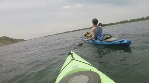 Man Kayaks Down River Slow Motion Stock Footage 43793770
