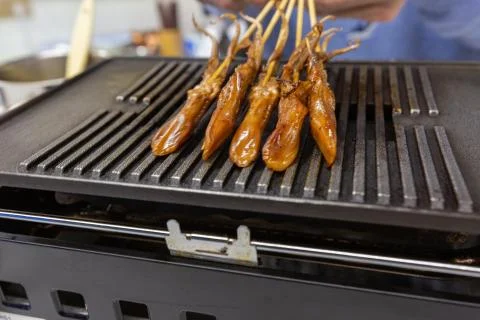 A man on a kebab, close-up Stock Photos