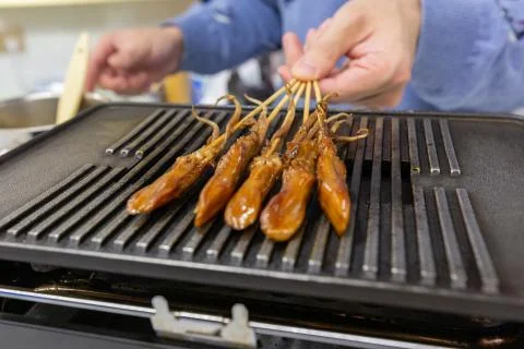 A man on a kebab, close-up Stock Photos
