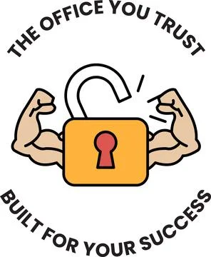 A man with a key in his hand is holding a lock Stock Illustration
