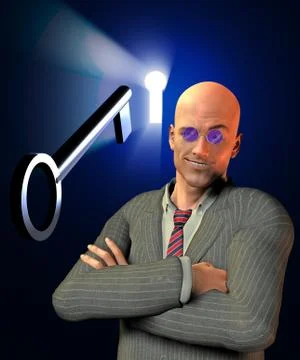 Man with key Stock Illustration