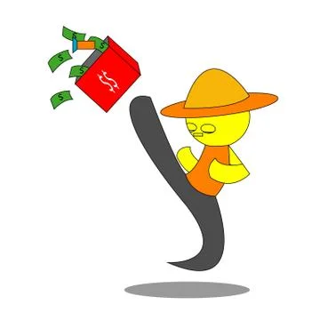 Man kick the money box Stock Illustration