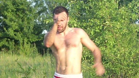 Man Kickboxer exercising kicks Video stock 77269202