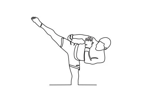 A man kicks an opponent with full force Stock Illustration