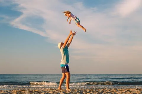 Man with kid outdoors Foto stock