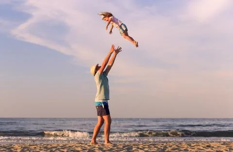 Man with kid outdoors Foto stock