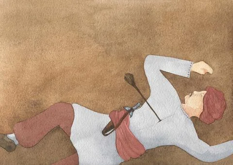 Man killed by an arrow from a bow Stock Illustration