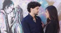 a man with a kiss on the nose to a beautiful woman - graffiti - love - lover HD Footage