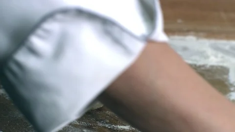 The man kneads the dough in slowmotion 스톡 동영상 93800545