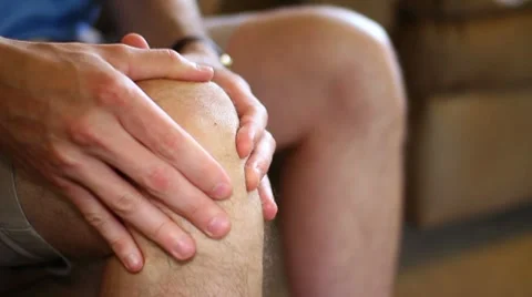 A Man with Knee Pain Close Up Stock Footage