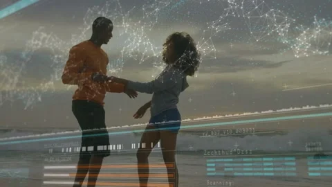 Man kneeling and presenting ring, woman accepting and hugging, proposal HUD Stock Footage 333336544