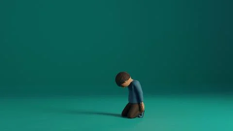 Man Kneeling In Despair Stock Illustration