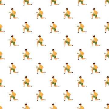 Man kneeling holding tool seamless pattern illustration Stock Illustration