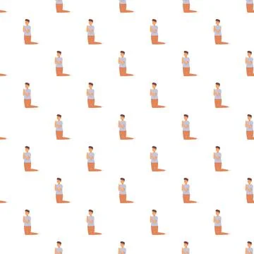 Man kneeling praying repeating seamless pattern background Stock Illustration